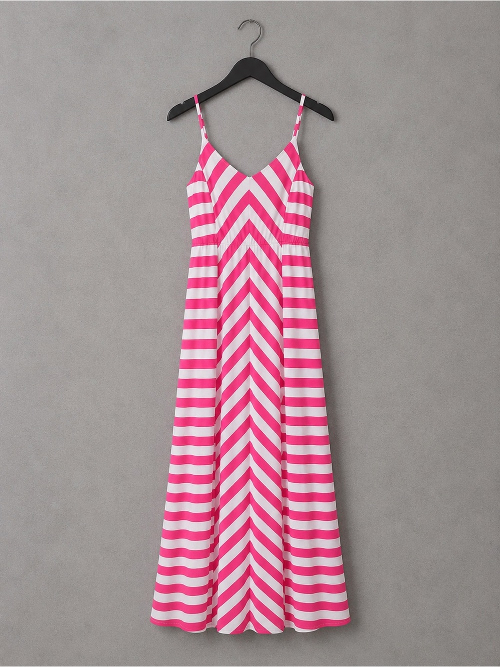 Pink Chevron Stripe Maxi Dress Medium Barbiecore Vacation Dress